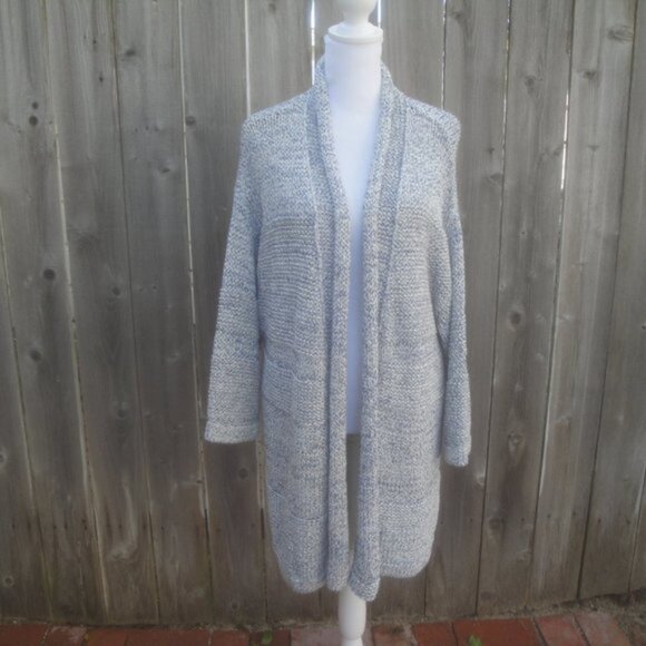 Banana Republic Womens Cardigan Size Large Blue Open Preppy Classic Sweater - Picture 2 of 9